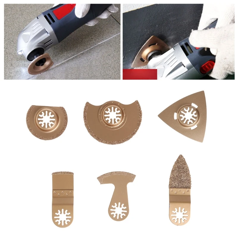 

6pcs carbide oscillating Multi tool saw blade for Tile grout mortar concrete