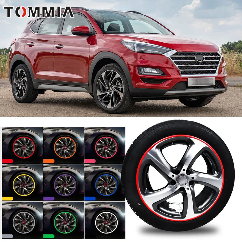 

8M Car Wheel Hub Rim Edge Protector Ring Tire Strip Guard Rubber Decals For Hyundai Tucson