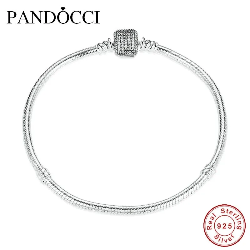 

European Fashion Cylinder Shape Silver Bracelets With CZ 100% 925 Sterling Silver Jewelry Charm Bracelets Jewelry Hot Selling