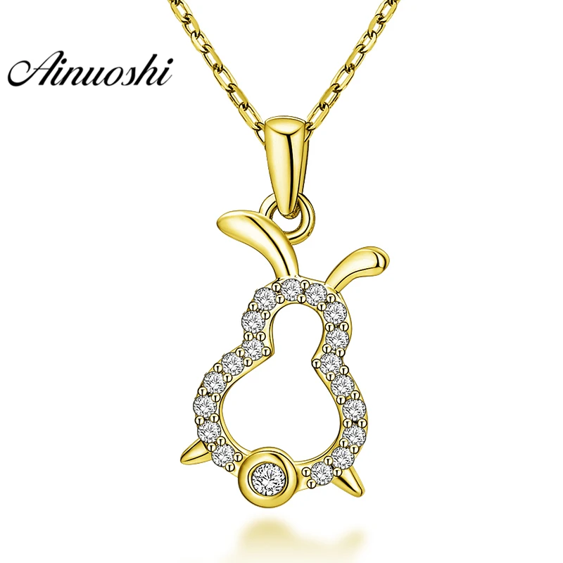 

AINUOSHI 10K Solid Yellow Gold Pendant Little Rabbit Pendant SONA Diamond Women Men Gold Jewelry Animal Design Separate Pendant