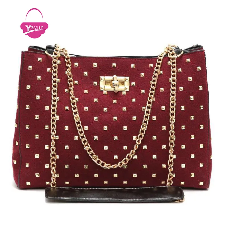 

High Quality New Fashion Rivet Female Bag Korean Chain Single Shoulder Bag Simple Oblique Crossing Bag Tide