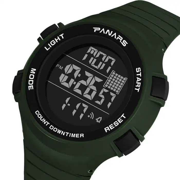 green PANARS Мужские Цифровые Часы светодиодный водонепроницаемый хронограф спортивные часы для мужчин Открытый Фитнес Секундомер Будильник наручные часы 8102 - Цвет: green