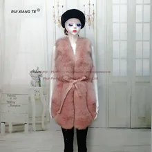 RuiXiangTe WOMEN real fox fur coat winter natural real fox vest fur fox vest jacket with girdle fur vest sleeveless genuine fur