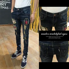 and Autumn Period South Korea Youth Popular GD with men s personality hole jeans Metrosexual