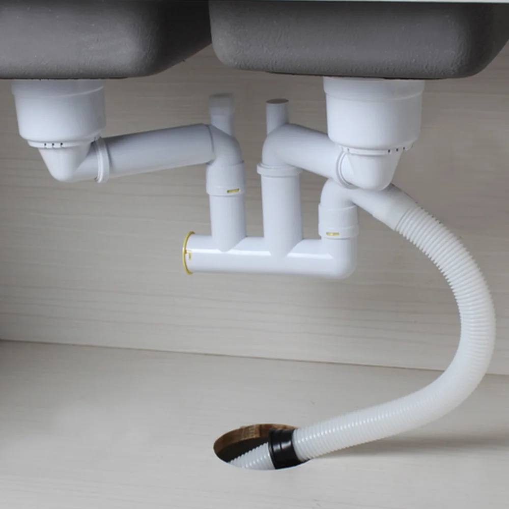  Talea Double basin kitchen sink drain pipe kitchen accessories Stainless steel sink drainer Kitchen - 32860027331