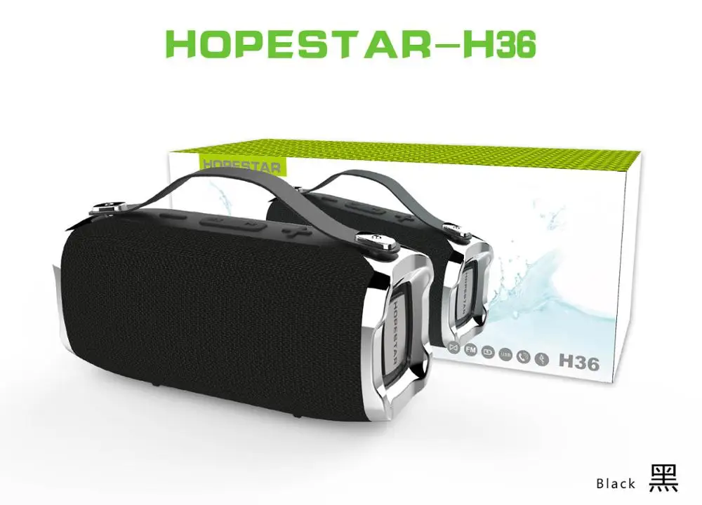 HOPESTAR H36 Мини Bluetooth динамик открытый портативный водонепроницаемый беспроводной маленький громкий динамик HIFI Бас Звук 3D стерео музыка TF - Цвет: black