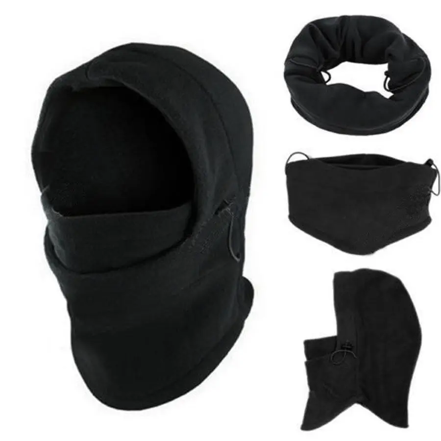 

Solid Cycling Tactical Head Men Army Military Face Ski Mask Fleece Beanie Knit Hat Caps Thicken Outdoor Windproof Warm Black
