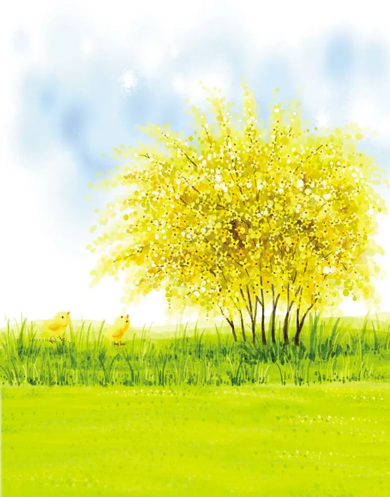 

5x7ft Yellow Flowers Tree Lawn Photography Backdrops Photo Props Studio Background
