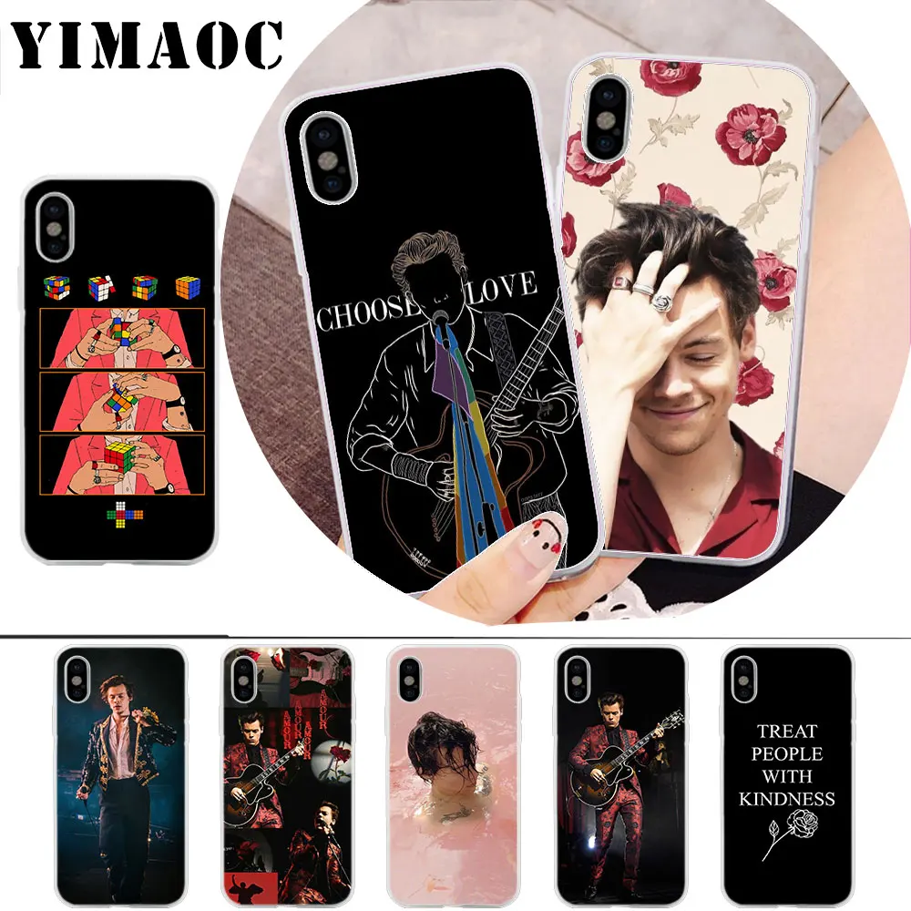 

YIMAOC Harry Styles tattoos One Direction 1D Soft Silicone Case for iPhone X r s Xr Xs Max 8 7 6S 6 Plus 5 5s SE