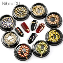 20 см цепочка из золотого сплава Стразы для ногтей жемчуг для ногтей Шарм DIY 3D дизайн ногтей украшения для маникюра