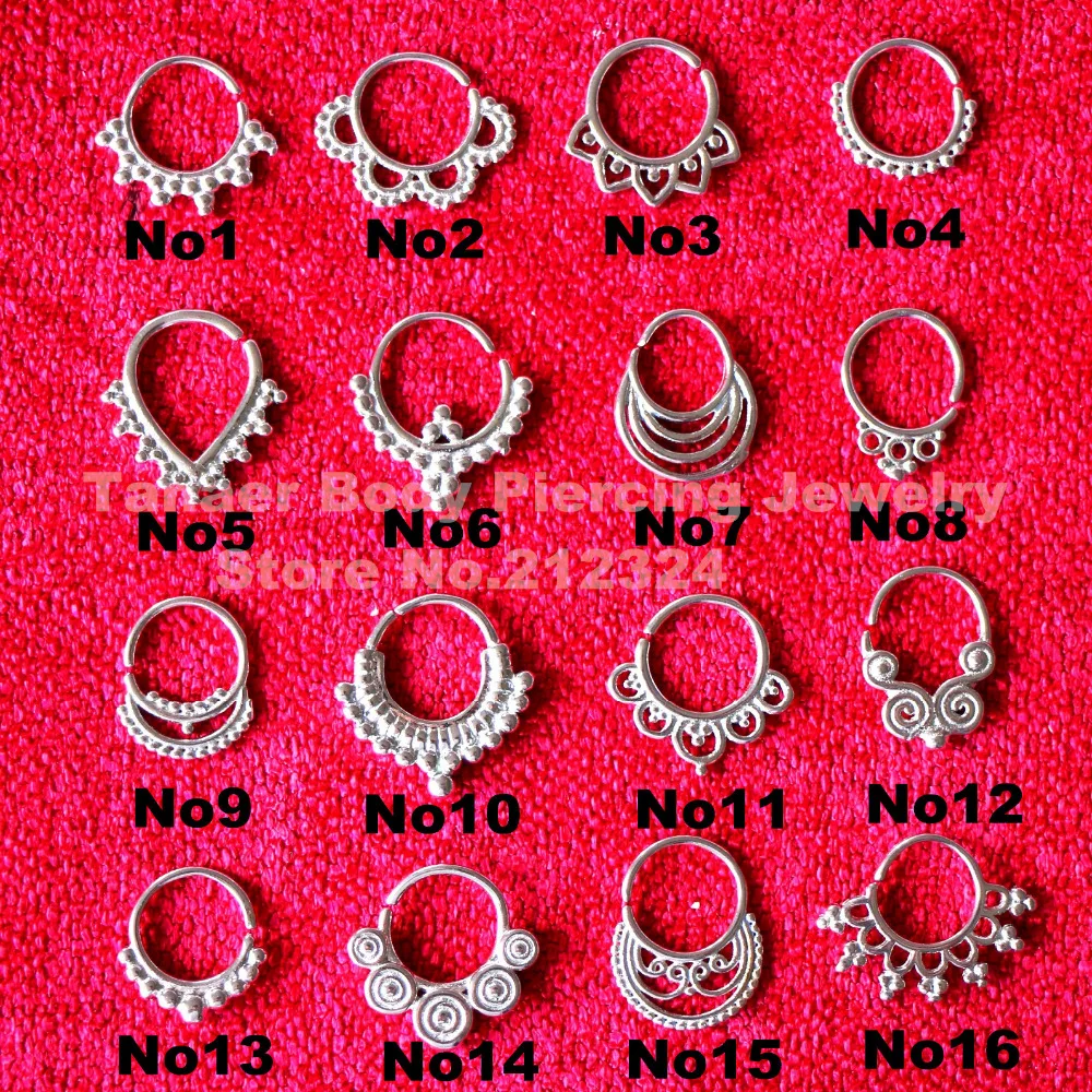 1PCS Mix Design Only Silver Color Indian Tribal Septum Ring Jewelry