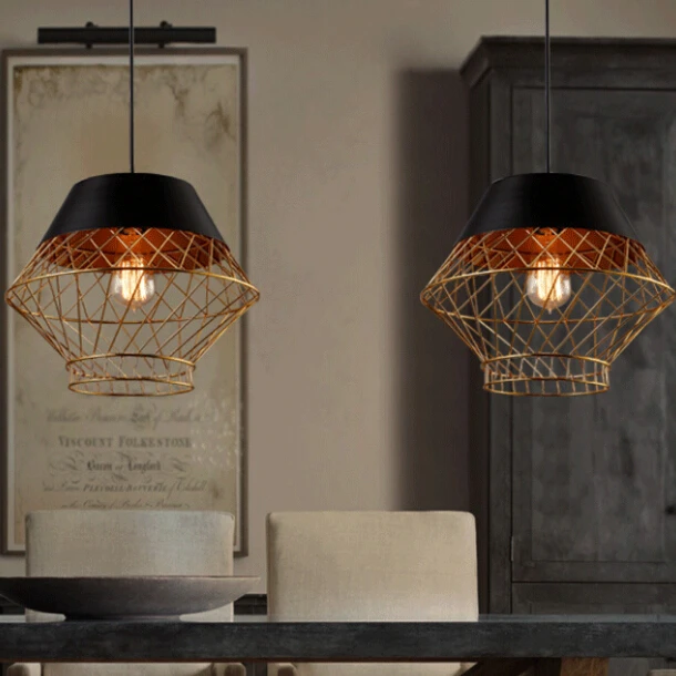 

New Loft Industrial Pendant Light American Country Vintage Iron Mesh Cage Pendant Lamp for Dinning Room