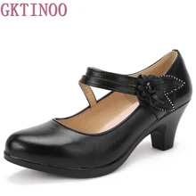2017 New Fashion Women s Shoes High Heels Comfortable Women Genuine Leather Single Casual Shoes Women
