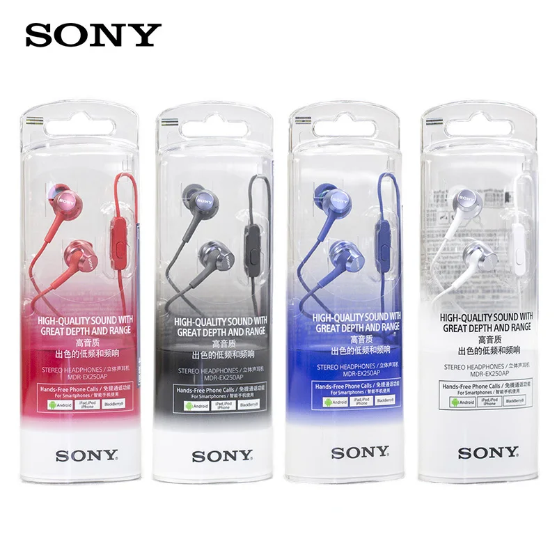 

Original Sony EX250AP In-Ear Earphone Metal Earbuds Earpiece With Mic And Control Button For Xperia 1 10 Plus XZ1 XZ2 X XA1 XA2