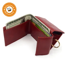 BONAMIE красный креативный женский кожаный держатель для карт складной брелок RFID модный мужской кошелек для девочки монета уникальный лучший подарочный кошелек