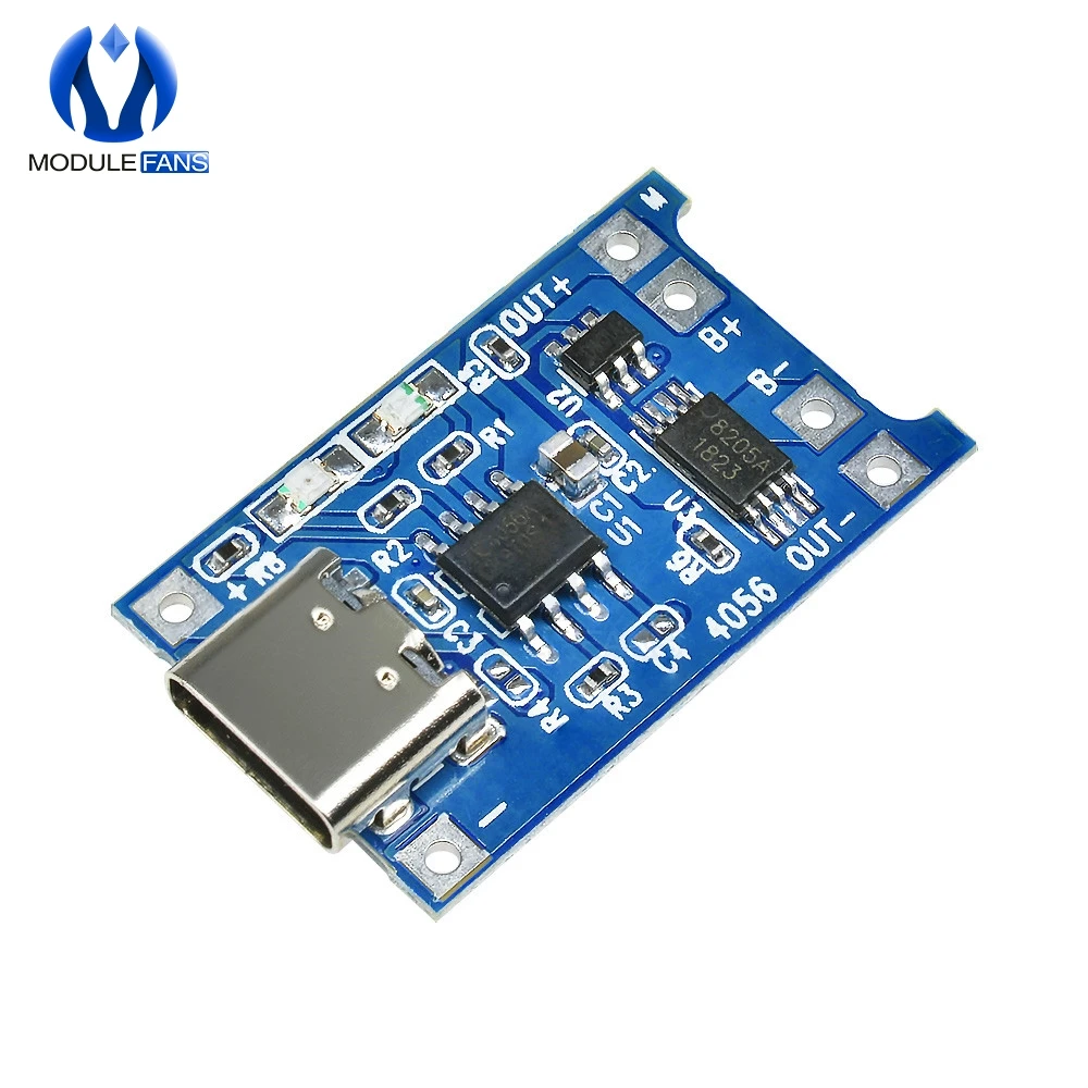 

100PCS 5V 1A 18650 Lithium Battery Charger TP4056 Type-c USB Module Charging Board With Protection Dual Functions 1A Li-ion