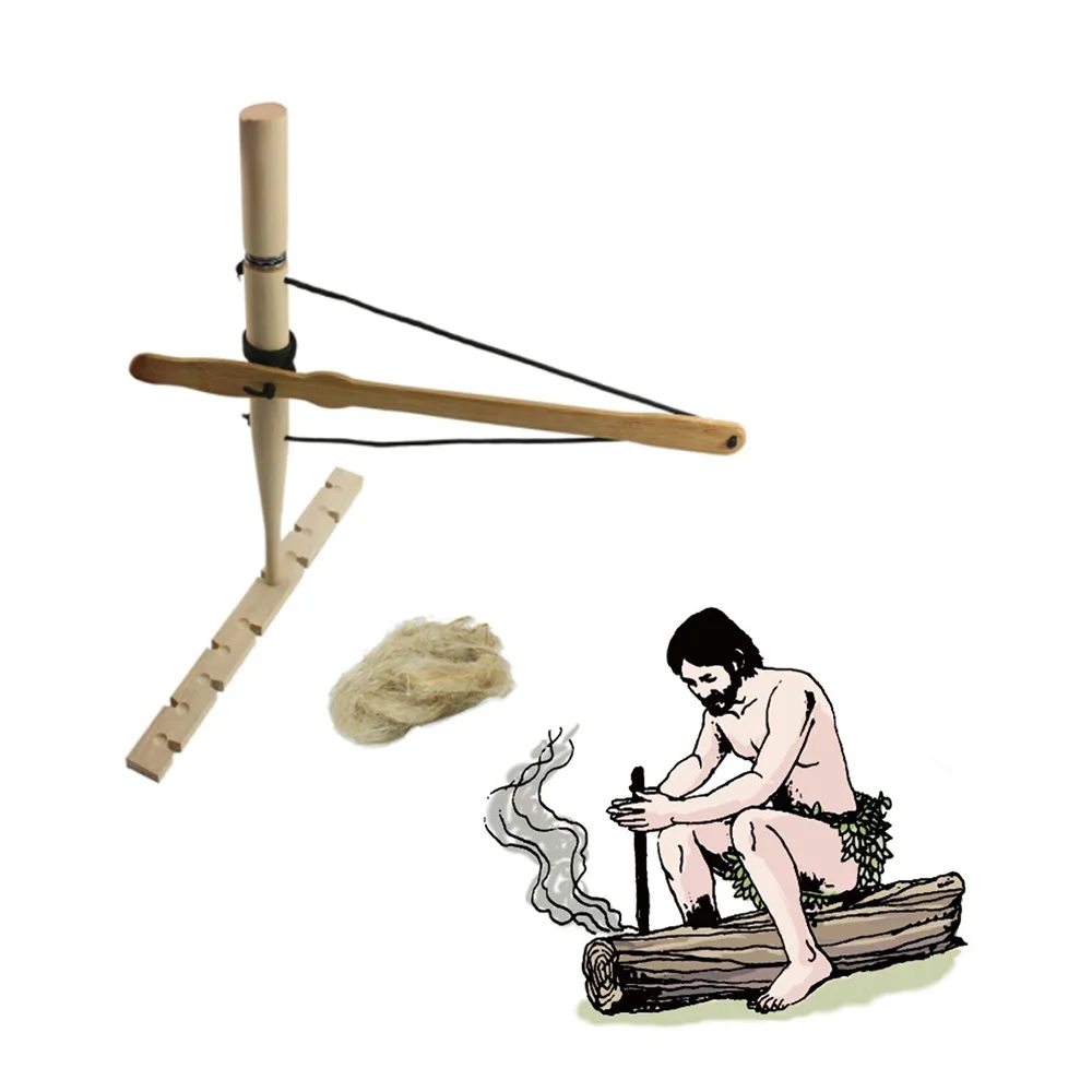 Primitivas de Madeira Kits de Atividade Ferramenta de Fogo com o Atrito Ferramenta de Acampamento Sobrevivência ao ar Arco Broca Kit Fire Starter Prática Olheiro Livre
