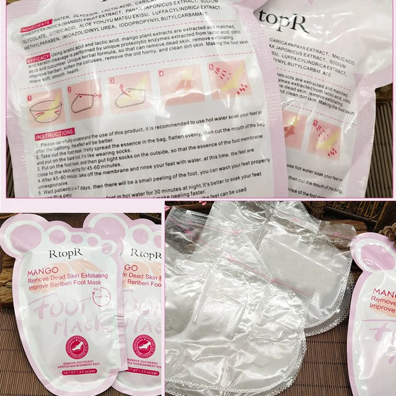 Rtopr 1 сумка Mango Foot коллагеновая маска мертвого отбеливание увлажняющий, отшелушивающий обновления педикюр удалить омертвевшие чешуйки кожи каблук пилинг стопы Ca