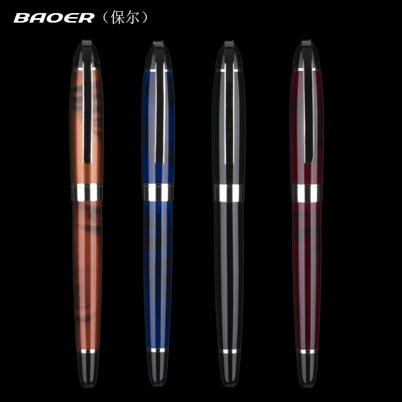 

Baoer 517 Blue Business Line luxury school Office Stationery black ink Refill 0.7MM Nib Silver Trim New metal Rollerball Pens