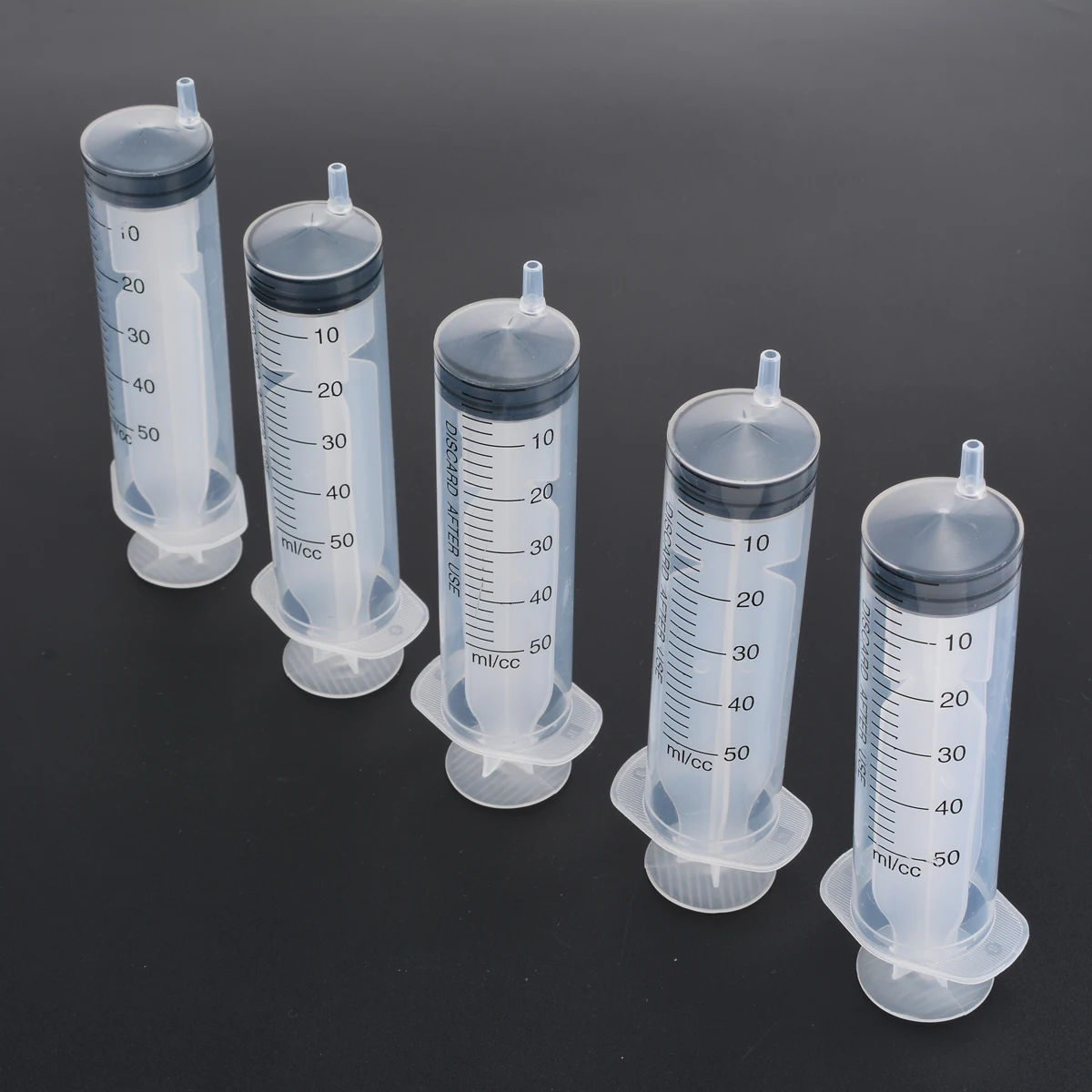 5pcs/Set New Transparent Syringe 50ml Plastic Disposable Industrial Manual Syringes With Rubber Membrane