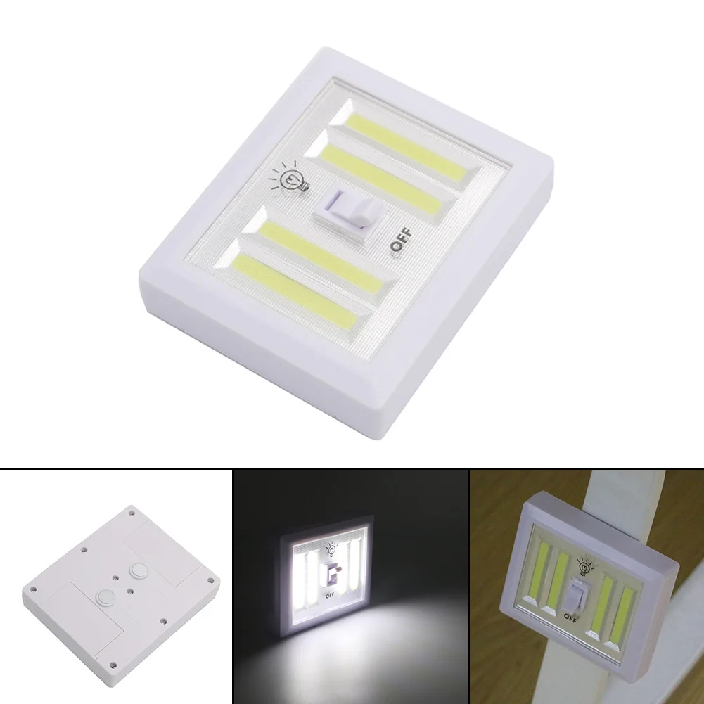 Magnetic 4* COB LED Cordless Light Switch Magic Tape Wall Night Lights Battery Operated Kitchen Cabinet Garage Closet Lamp Night Lights