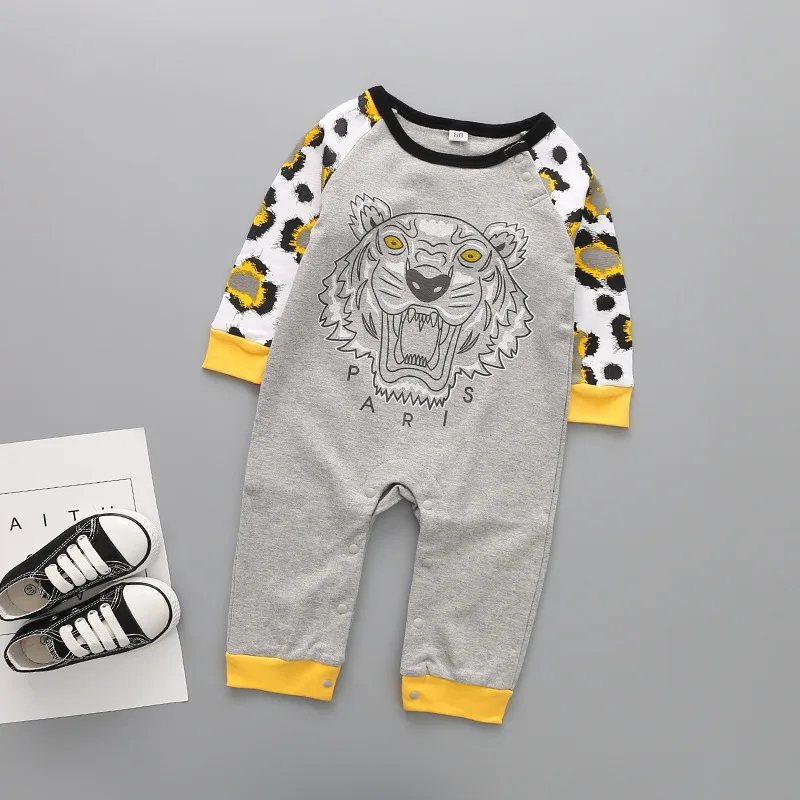 

New cute baby cartoon animal tights cute cartoon print baby jumpsuit cotton long-sleeved boy girl baby clothes 2019 clothing