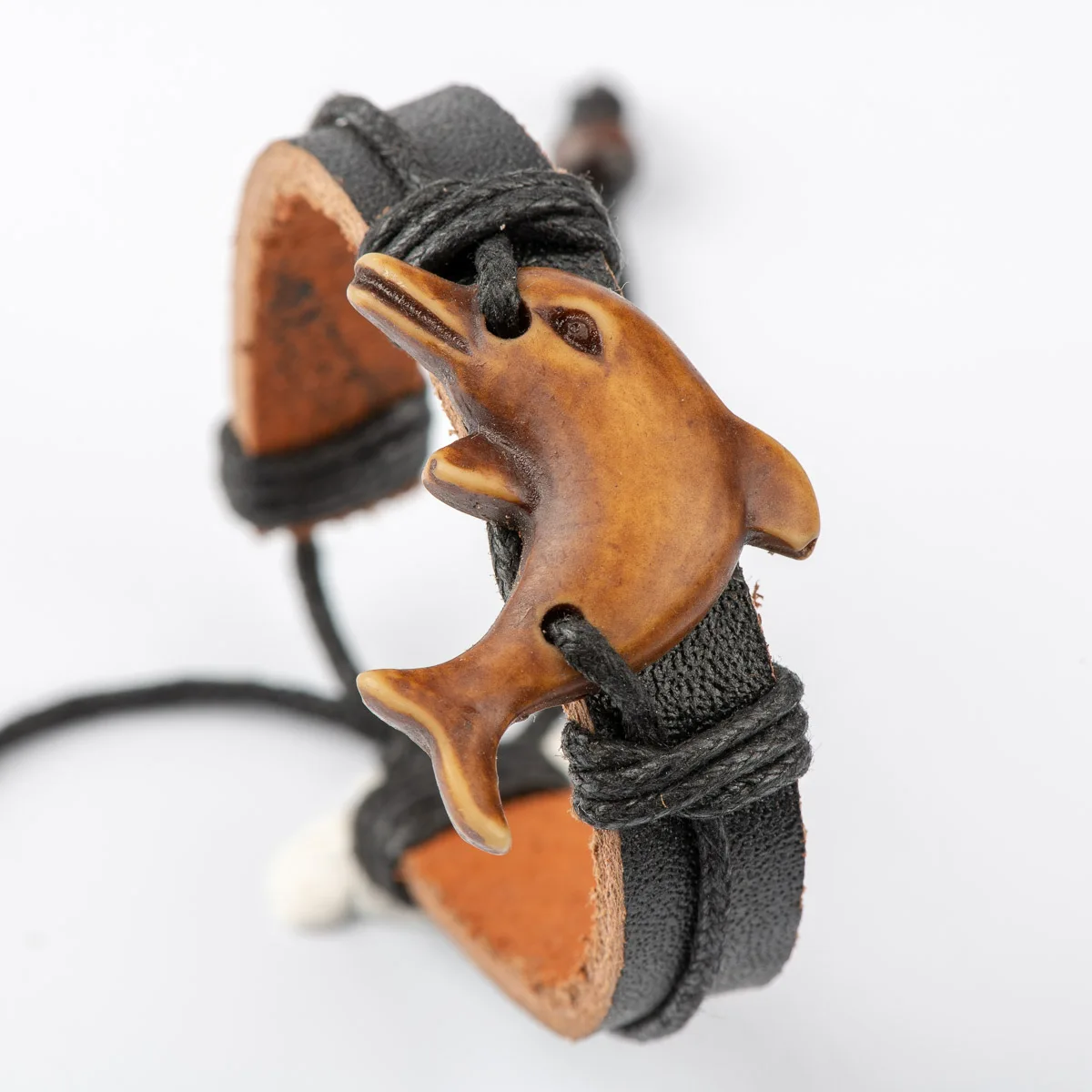 

Pu Leather Dolphin Bracelets Man's Hand-made Bracelet Adjustable Free Shipping #GZ515