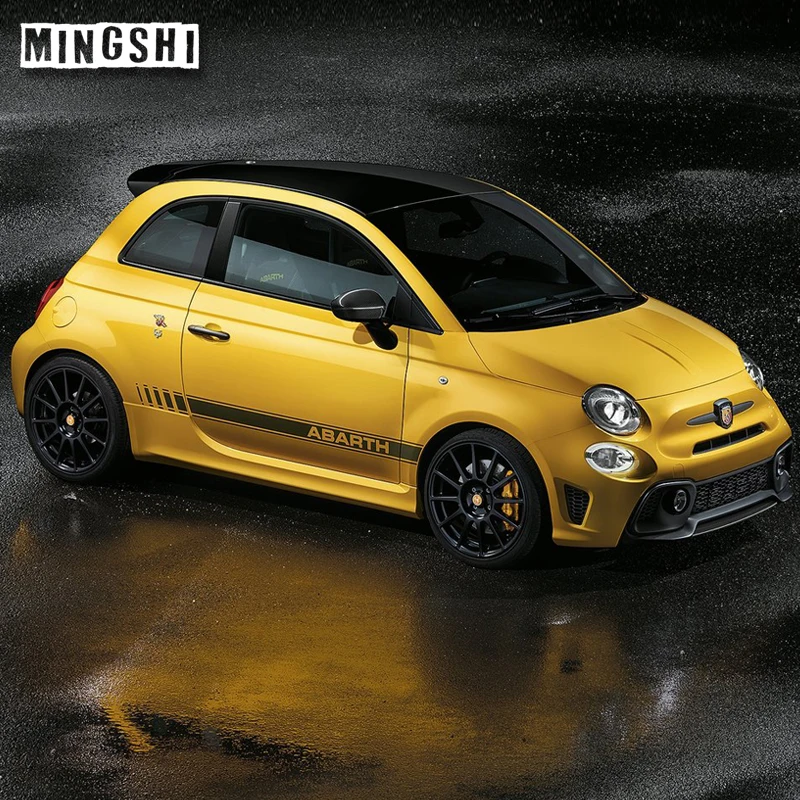 1 Pair 2 Sides Vinyl Car Styling Abarth Side Stripes Skirt Sticker Decals Wraps Body Stickers Graph