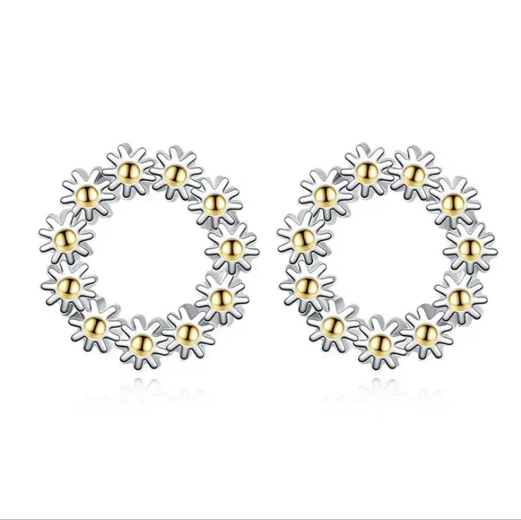 

Luxury Real 925 Sterling Silver Darling Daisies Flower Stud Earrings For Women Elegant Earrings Wedding Jewelry Gifts 1Y178