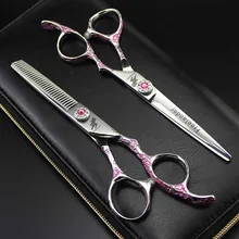 6 дюймов Розовая ручка для резки истончающих волос ножницы парикмахера поставка парикмахерский стиль профессиональные ножницы для стрижки волос ножницы для резки