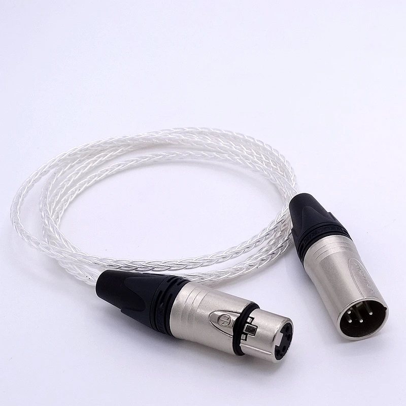 50cm 4 Pin XLR Male to Female Audio 8 cores 5N PCOCC Silver Plated