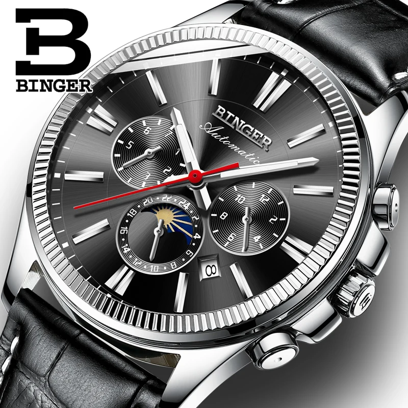 

2019 New Switzerland Automatic Mechanical Watch Men Binger Luxury Brand Watches Male Sapphire clock Waterproof reloj hombre 1180