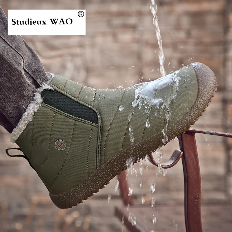

Sneakers Women Winter Cotton-Padded Shoes Men Walking Plush Warm Snow Boots Big Size Waterproof Slip-On Original Trekking Couple