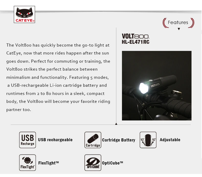 Excellent CATEYE Bicycle Headlight Cycling Handlebar Front Lamp Lights Bike USB Rechargeable Waterproof Lights Bicycle Accessories VOLT800 2 Excellent CATEYE Bicycle Headlight Cycling Handlebar Front Lamp Lights Bike USB Rechargeable Waterproof Lights Bicycle Accessories VOLT800 2