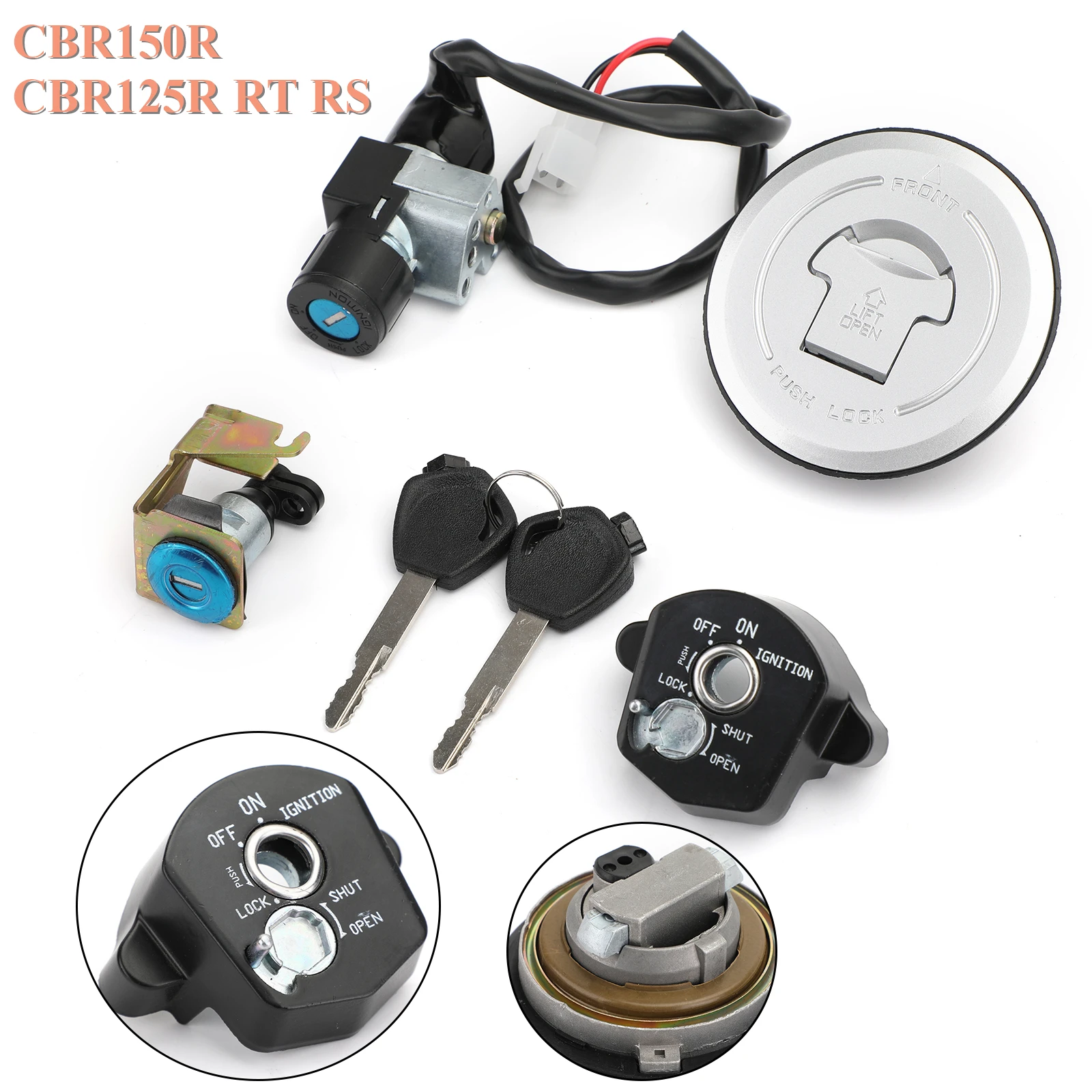 

Artudatech Ignition Switch Fuel Gas Cap Seat Lock Key For Honda CBR125 R RT RS RF CBR150R