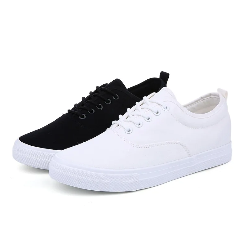 

New Spring Summer Men Canvas Shoes Height Increasing Low White Men Shoes Lace-Up Breathable Casual Shoes Men Loafers KM220-245