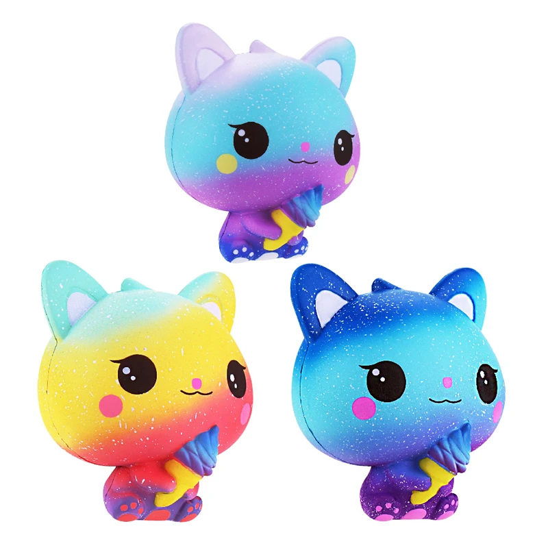 

Best Selling Cute Jumbo Galaxy Ice Cream Cat Kitty Squishy Slow Rising Strap Soft Squeeze Scented Bread Cake Toy Gift Kid Fun