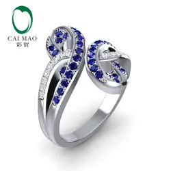 Caimao 14 К белого золота 0.54ct синий сапфир и 0.13ct бриллиантами обручальное кольцо