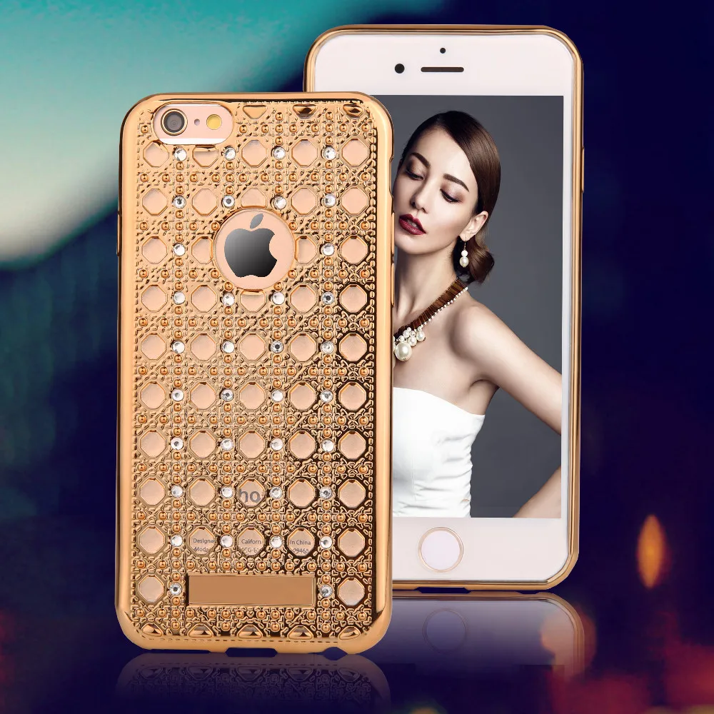 5 5s Luxury Fashion Grid Design Bling Diamond Electroplating Soft TPU 