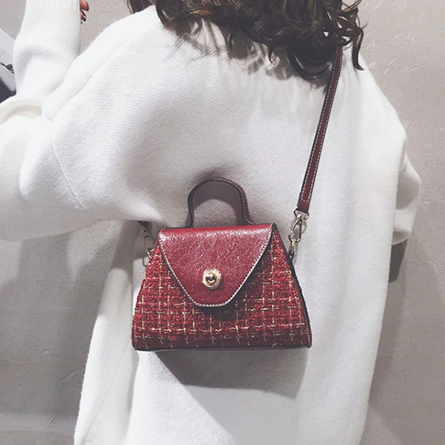 

Korean Fashion Wool Women's Handbag Simple Trapezoidal Bag Luxury Crossbody Bag For Women Evening Clutch Purse Bolso de mujer