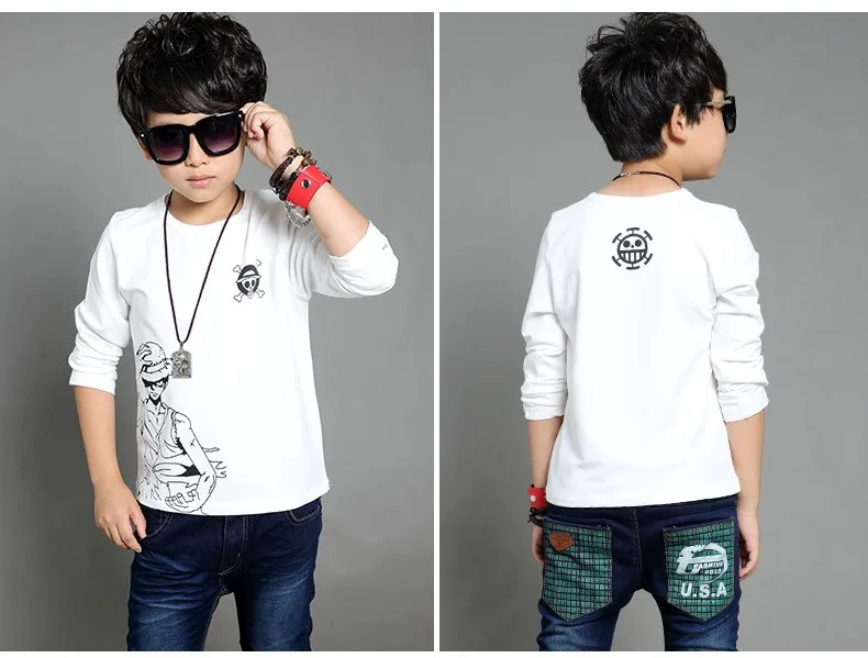 anime Skull sprinted kid t-shirt for boys clothes t-shirt long sleeve white gray cartoon children tops tees boys spring autumn 2017 new clothing (5)