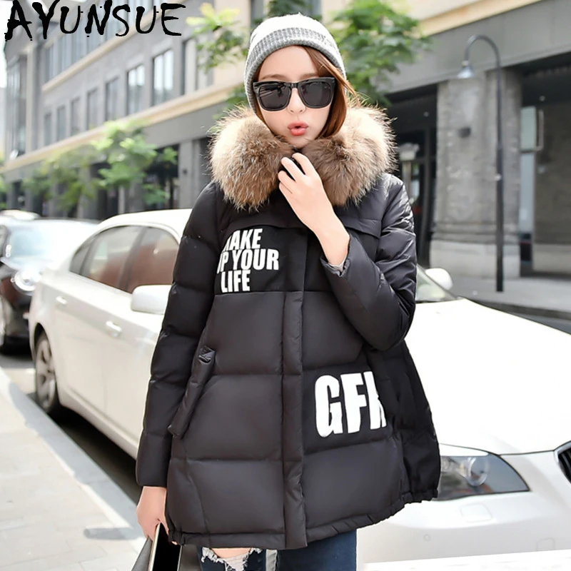 AYUNSUE 2020 Winter Jacket Women Korean Down Jacket Woman Hooded Long