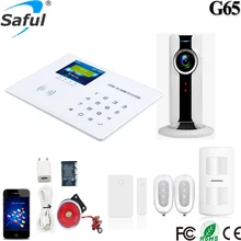 5 V sistema de alarma inteligente gsm inalámbrico con G65 ios/android APP LCD táctil con cámara