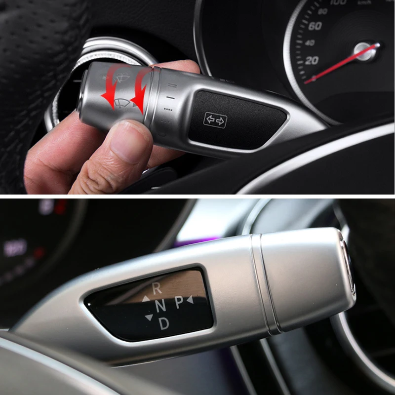 

3pcs Car styling Chrome Wiper Shift lever Cruise Covers Frame Stickers kit Trim for Mercedes Benz CLA GLC C E S Class W205 W213
