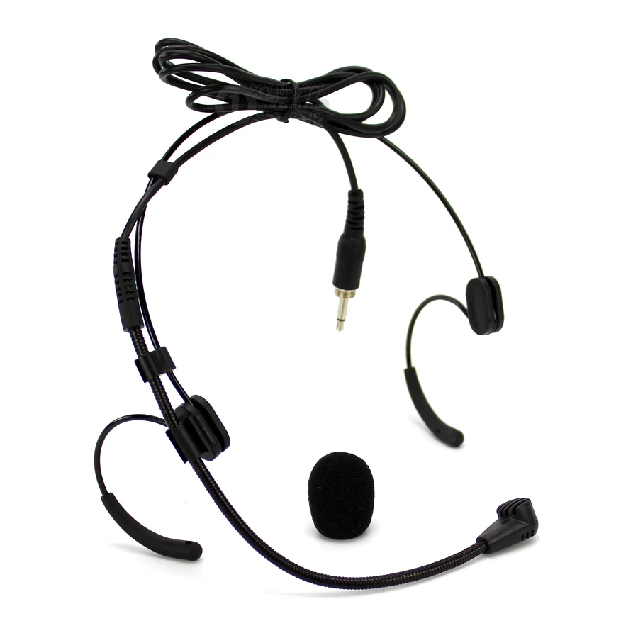 

Wired Double Earhook Mic Condenser Headset Microphone 3.5mm Jack Male External Screw Lockable For Wireless Bodypack Transmitter