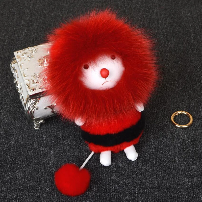 

2017 Fashion Hot Sale Zorro Monster Pom Keychain Keychain Car Bag Charm Men's Ladies Fur Leather Rabbit Flush Key Chain Accessor