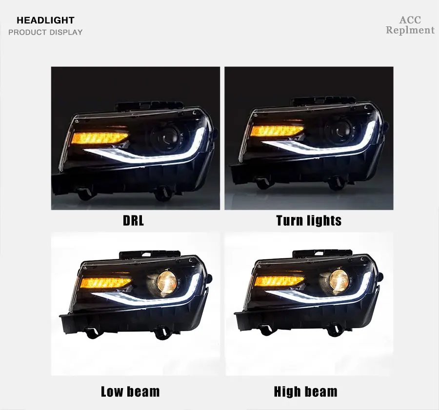 2 шт. светодиодный фары для Chevrolet Camaro- светодиодный Автомобильные фары ангельские глазки комплект ксеноновых фар, Высокопрочная конструкция протовотуманная подсветка Габаритные огни