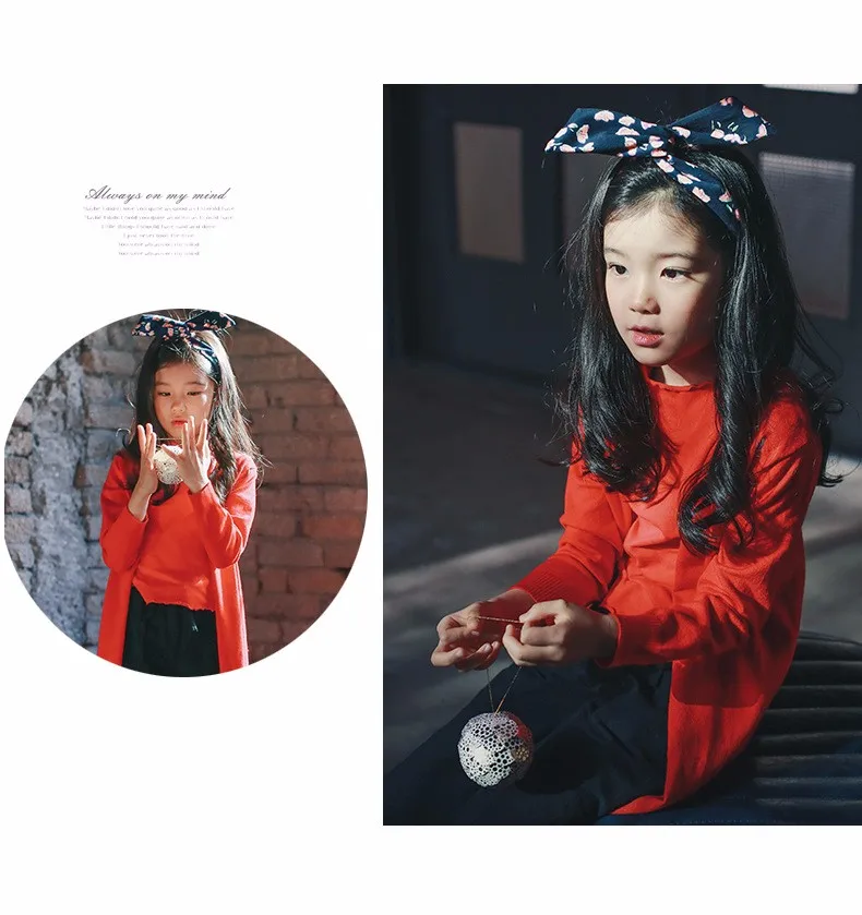 knitted girls cardigan coats 2017 new spring autumn long knitting baby big girls tops red gray black knit sweater kids clothes  (15)