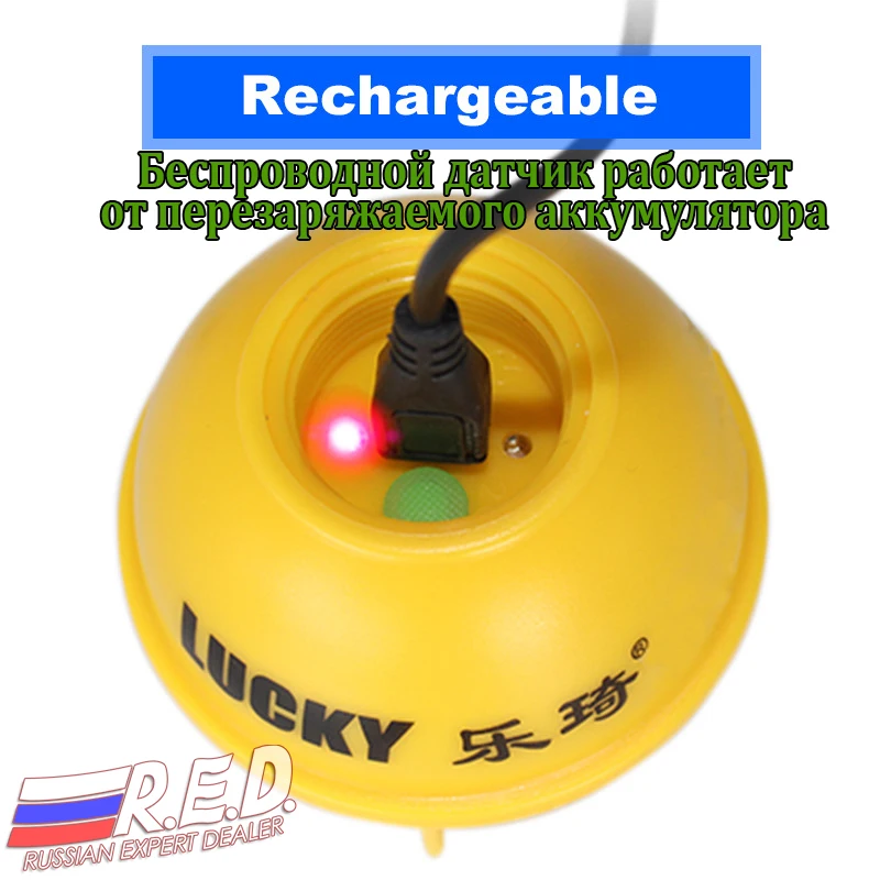 сонар беспроводной эхолот lucky работает от встроенного аккумулятора FFW718 FF718LI FF718LIC