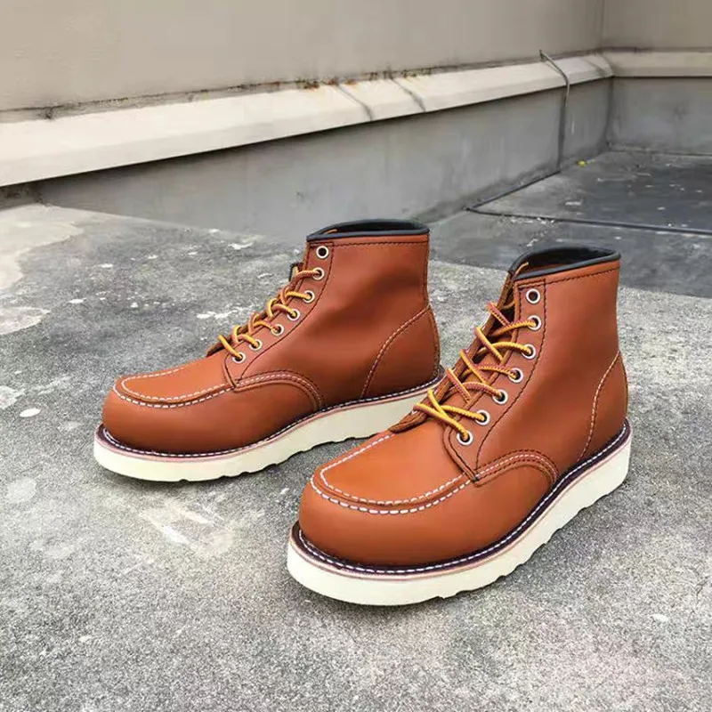 Ботинки Goodyear Welted Мужские Винтажные натуральная кожа мотоциклетные полусапожки
